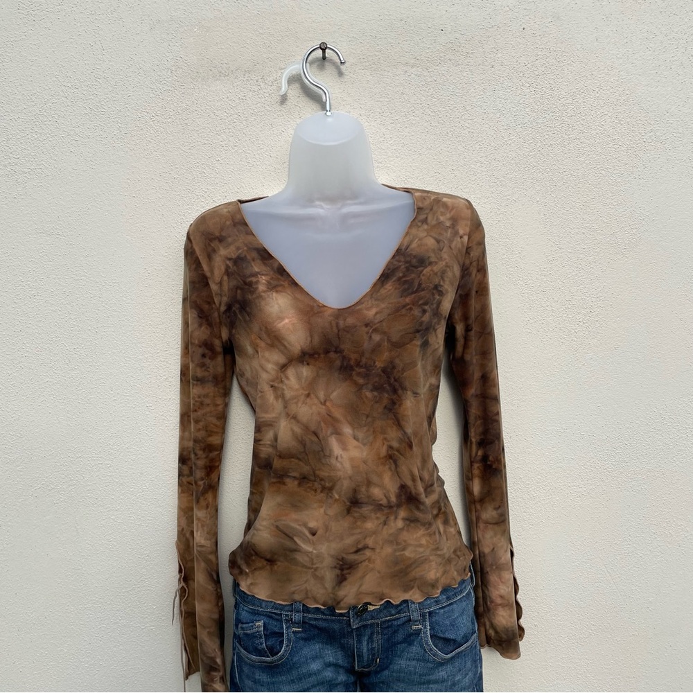 Forever 21 Brown Tie-Dye With Long Bell Sleeves